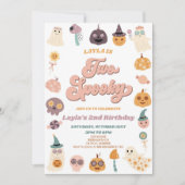 Invitation Pink Retro Halloween Deux Éffrayant 2e fête d'anni (Devant)