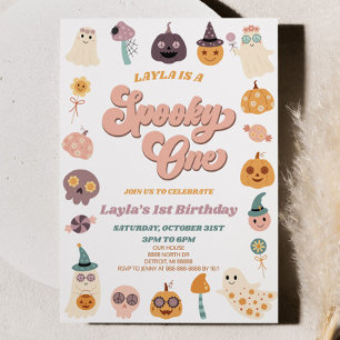 Invitation Pink Retro Halloween Éffrayant Un 1er anniversaire