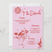 Invitation Pink Retro Main dessinée Funky Anniversaire Party (Dos)