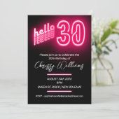 Invitation Pink rétro néon 30e fête d'anniversaire (Debout devant)