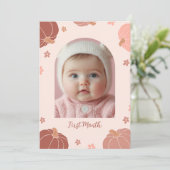 Invitation Pink Retro Pumpkin First Birthday Photo Banner (Debout devant)