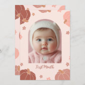 Invitation Pink Retro Pumpkin First Birthday Photo Banner (Devant / Derrière)