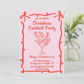 Invitation Pink Retro Santa Christmas Cocktail Party (Debout devant)