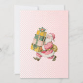 Invitation Pink Retro Santa Claus - Oh What Fun, Photo (Dos)