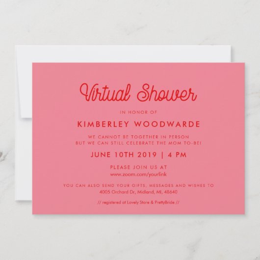 Invitation Pink Retro, script vintage (Devant)