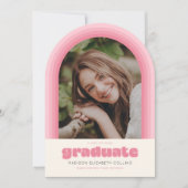 Invitation Pink Retro Striped Arch Graduation Announcement (Devant)