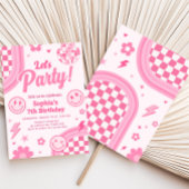 Invitation Pink Retro Super fête d'anniversaire