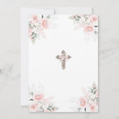 Invitation Pink Ribbon Crest Girl première sainte communion (Dos)