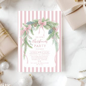 Invitation Pink Ribbon Pine Christmas