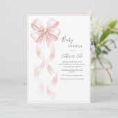 Invitation Pink Ribbons & Bows Elegant Baby (Debout devant)