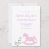Invitation Pink Rocking Horse Girl Baby Shower (Devant)