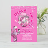 Invitation Pink Rodeo Disco Cowgirl Bling Cactus Birthday (Debout devant)