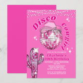 Invitation Pink Rodeo Disco Cowgirl Bling Cactus Birthday (Devant / Derrière)