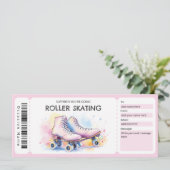 Invitation Pink Roller Skating Ticket Gift Certificate (Debout devant)