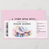 Invitation Pink Roller Skating Ticket Gift Certificate (Devant / Derrière)