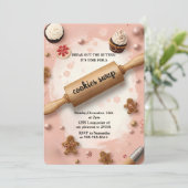 Invitation Pink Rolling Pin Cookie Swap (Debout devant)