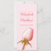 Invitation Pink rose bud mariage réception dîner menu (Devant)