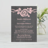 Invitation Pink Rose Chalkboard Mariage (Debout devant)