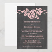 Invitation Pink Rose Chalkboard Mariage (Devant / Derrière)