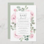 Invitation Pink Rose Eucalyptus Brunch bébé (Devant / Derrière)