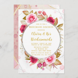 Invitation Pink Rose Géométrique Alcool Encre Bridesservantes