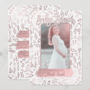 Invitation Pink Rose Gold Foil Baby shower moderne Photo
