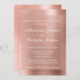 Invitation Pink Rose Gold Mariage partie d'engagement