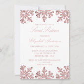 Invitation Pink Rose Gold Snowflake Winter Sweet 16 (Devant)
