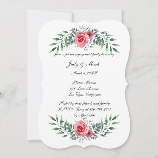 Invitation Pink Rose Green Foliage (Devant)