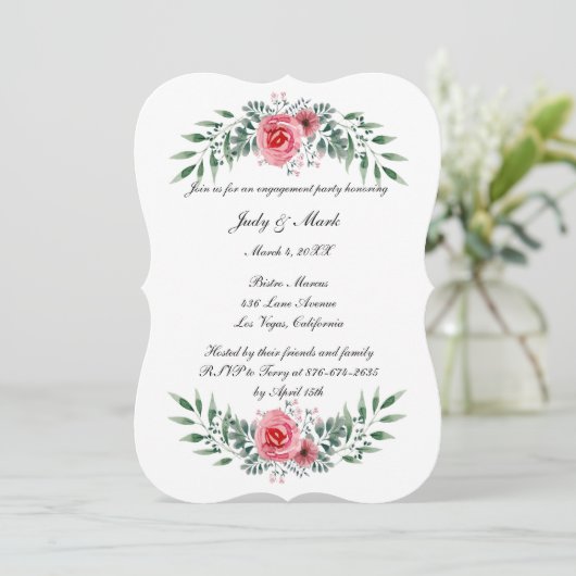 Invitation Pink Rose Green Foliage (Debout devant)