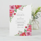 Invitation Pink Rose Painterly Flourish Wedding (Debout devant)