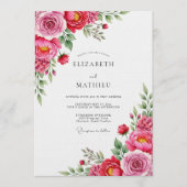 Invitation Pink Rose Painterly Flourish Wedding (Devant)