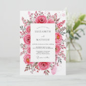 Invitation Pink Rose Painterly Romance Wedding (Debout devant)