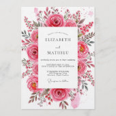 Invitation Pink Rose Painterly Romance Wedding (Devant)