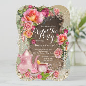Invitation Pink Rose Pearl fête de thé nuptiale