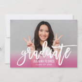 Invitation Pink rose vif moderne Brossé Script photo de l'étu (Devant)