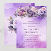 Invitation Pink Rose Violet Alcool Garden Bridesmaiers Déjeun (Devant / Derrière)