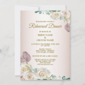 Invitation Pink Rose Watercolor Wedding Rehearsal Dinner (Devant)