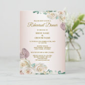 Invitation Pink Rose Watercolor Wedding Rehearsal Dinner (Debout devant)
