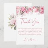 Invitation Pink Roses Bridal Shower Thank You Card (Devant / Derrière)