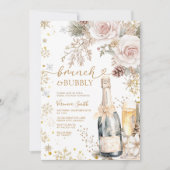 Invitation Pink Roses Brunch Bubbly Champagne Bridal Shower  (Devant)