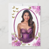 Invitation Pink Roses Gold Butterflies 18th Debut Birthday (Dos)