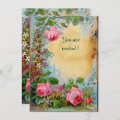 Invitation PINK ROSES & JASMINES parchemin (Devant / Derrière)