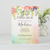 Invitation Pink Roses Mint Mint Jaune Blush Tee Floral (Debout devant)