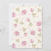 Invitation Pink roses pattern bow birthday (Dos)