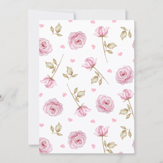 Invitation Pink roses pattern bow bridal shower (Dos)