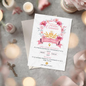 Invitation Pink Roses Wreath with Chalice First Communion