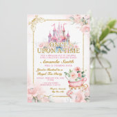Invitation Pink Royal Castle Princess Tea Party 4e anniversai (Debout devant)