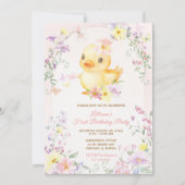 Invitation Pink RUBBER DUCK GIRL Premier anniversaire (Devant)