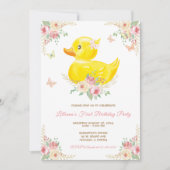 Invitation Pink RUBBER DUCK GIRL Premier anniversaire (Devant)